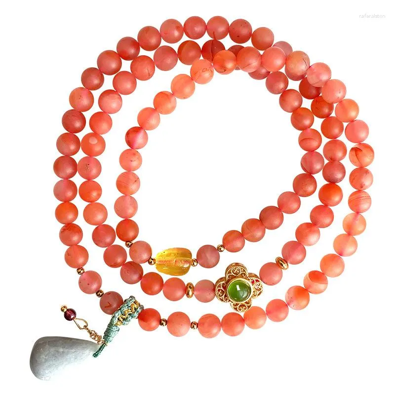 Strand Wholesale Bracelet en pierre naturelle rouge du sud perles rondes en cristal avec rangée de main de goutte d'eau pour les femmes fille bijoux de mode