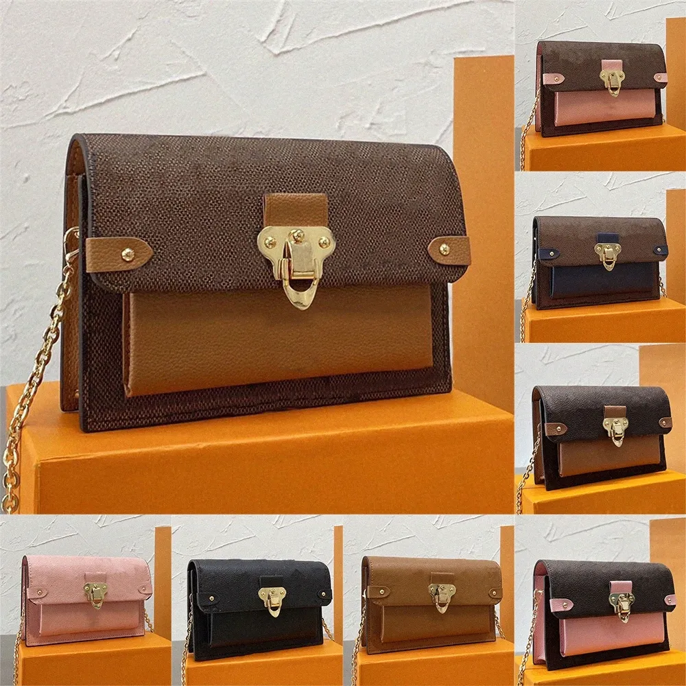 Klassisk Vavin Chain Wallet Bag Empreinte Leather präglad tryckdesigner Grid Plånböcker Kvinnor Crossbody Gold Color Hardware Magnetic Stängning axel BA P78A#