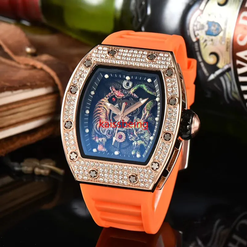 Orologio Automatico Uomo Con Drago 3D - Quadrone 50mm, Gomma, Impermeabile 30m, Sportivo E Fashion