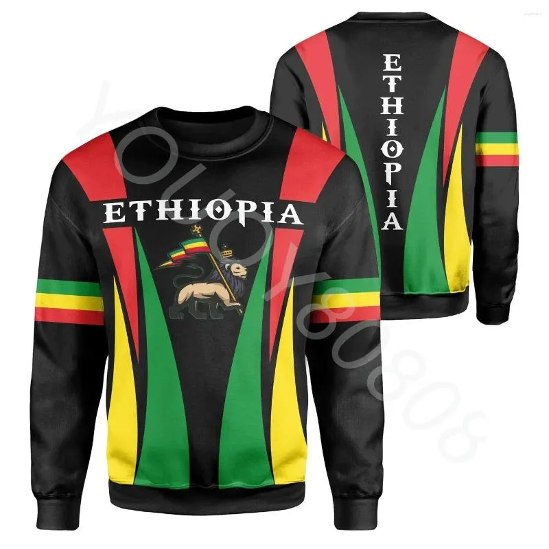 Heren Hoodies Afrikaanse Kleding Ethiopische Judah Leeuw Ronde Hals Sweatshirt - Drievoudige Stijl Casual Trui Vintage Harajuku Kleding Jas
