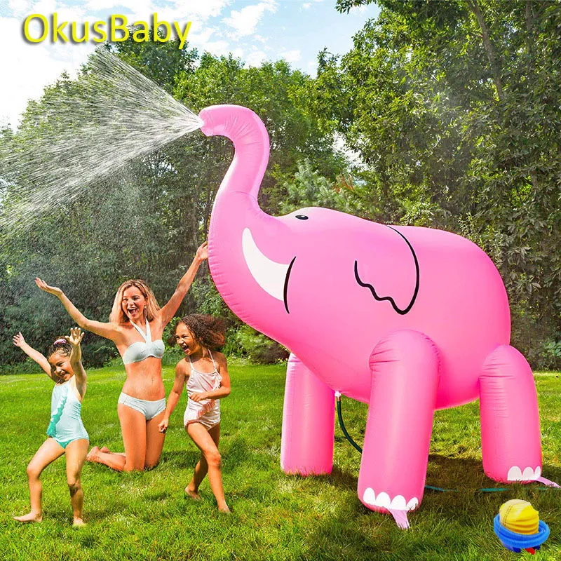 Buttafuori gonfiabili Playhouse Altalene 86 pollici Giant Summer Animal Sprinkle Water Park Elephant Outdoor Beach Toy Kids Play Spray Garden Toys 230803