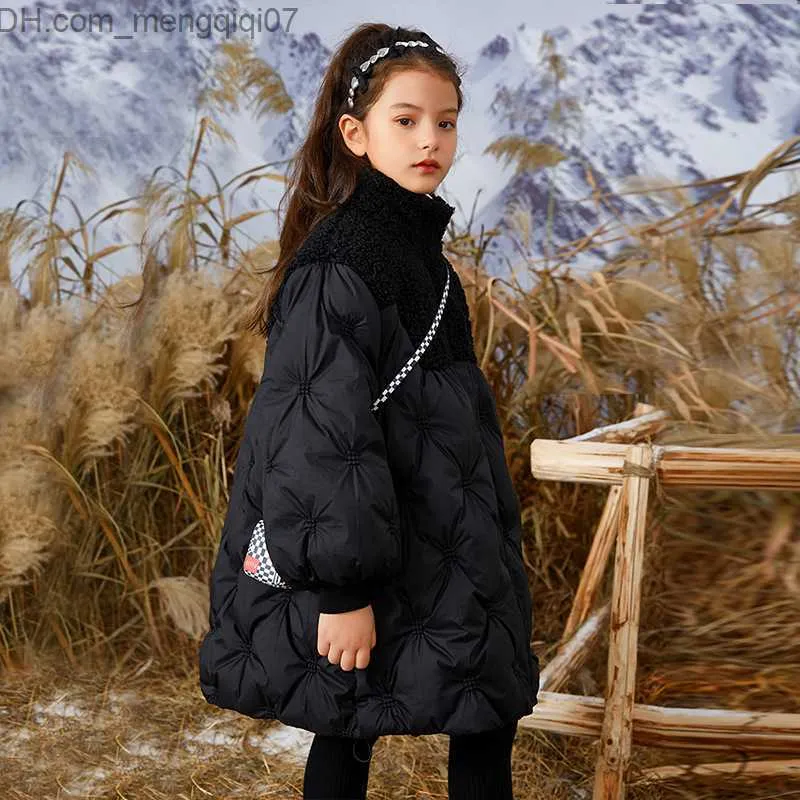 Piumino invernale per bambini Piumino in cotone Cashmere Pantaloni da donna Abiti spessi neri per bambini Warm Park Snow Coat TZ462 Z230803