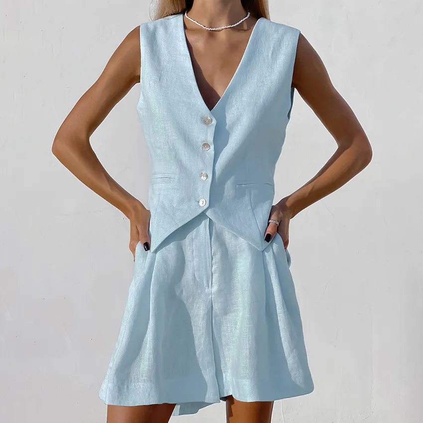 クメKUME LINEN BOAT-NECK VEST新品未使用タグ付き Linen Boat-neck Vest