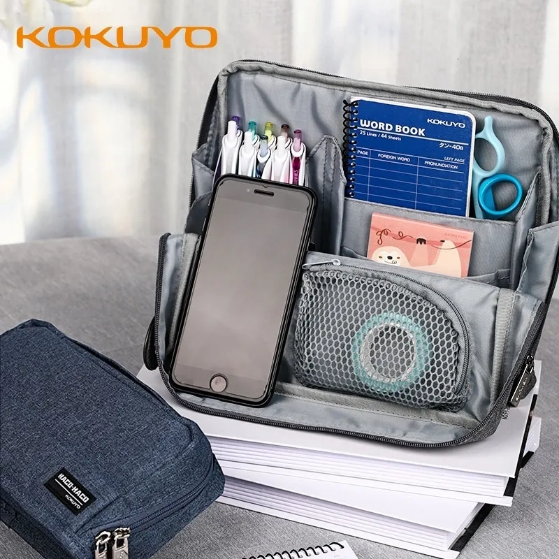 Pencil Bags Kokuyo Bag in Tool PenStand Pouch HacoBiz Multifunctional LargeCapacity Multilayer Canvas Storage Portable 230803