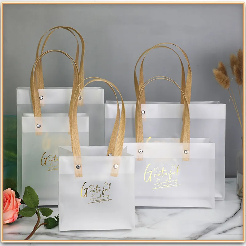Elegant Transparent Gift Bags Gold Stamped Wedding Favors