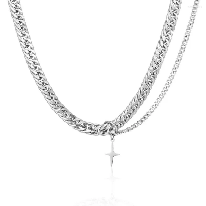 Chains Stainless Steel Fashion Cable Chain Cross Circle Punk Trend Minimalist Pendant Necklace Jewelry Gift For Friend