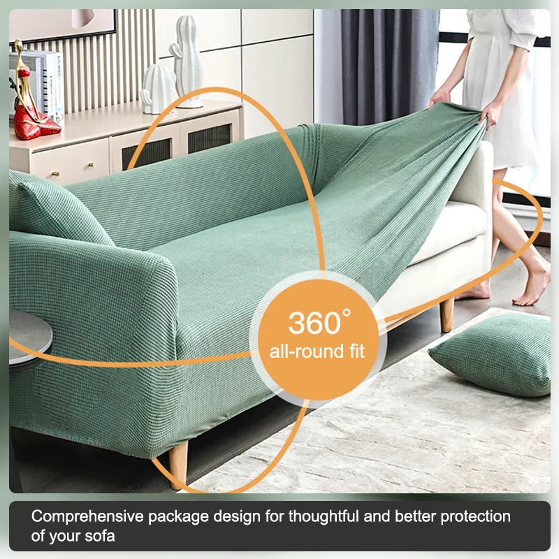 Stoelbekleding Elastische Sofa Voor Woonkamer Geometrische Fauteuil Gebreide Maïs Raster Stof Kussenovertrekken Protector Home Decor 230802