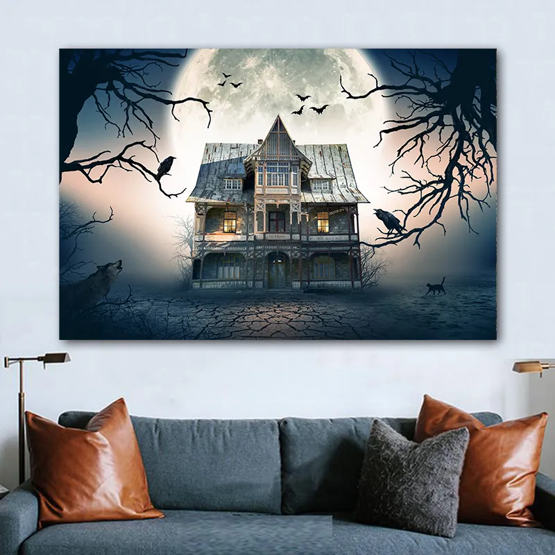 Altri articoli per feste per eventi Astratta Spaventosa Halloween Decorazione murale Tela Pittura Arte Casa stregata Immagine stampata Decorazione 230802