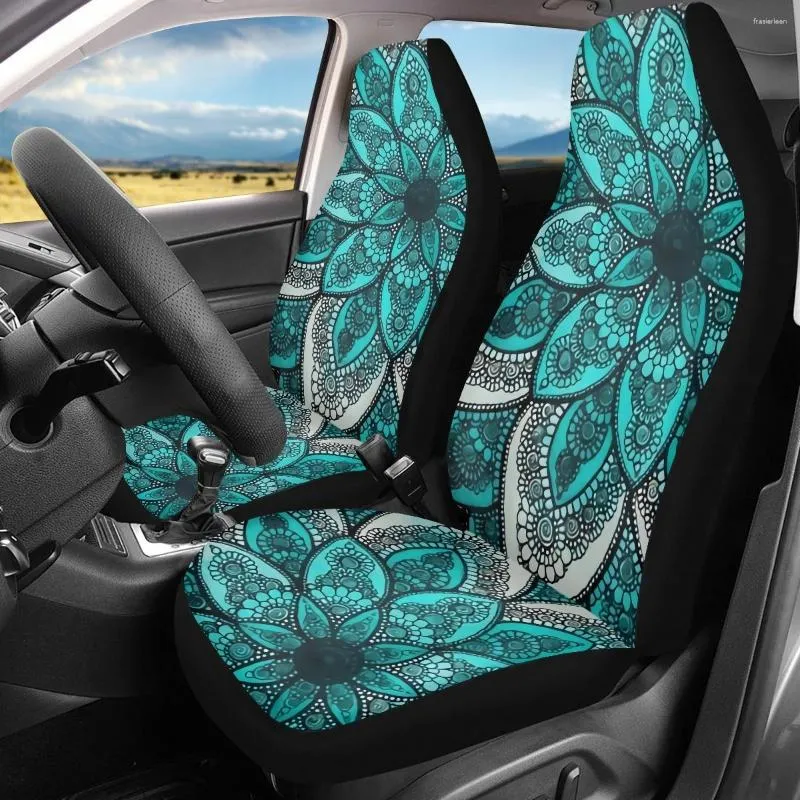 Fundas de asiento de coche Mandala Boho Estampado floral 3D Universal Frente Confort Elegante Auto Protección para mujer Cubierta