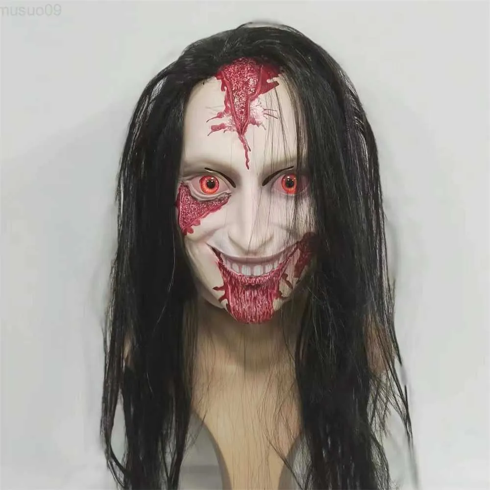 Party Masks Unisex Scary Ghost Mask Movie Evil Dead Rise Horror Female Ghost Demon Latex Mask Halloween Cosplay Prop L230803