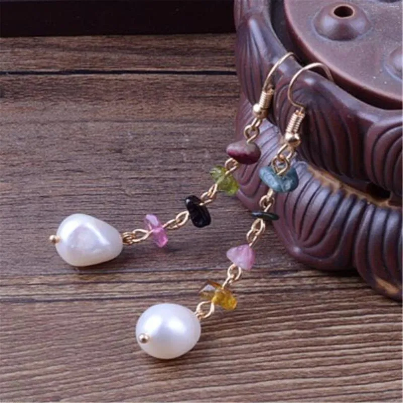 Boucles d'oreilles pendantes 11-13mm blanc perle baroque 18k oreille goutte crochet cadeau naturel réel luxe mode Earbob culture irrégulière sans défaut