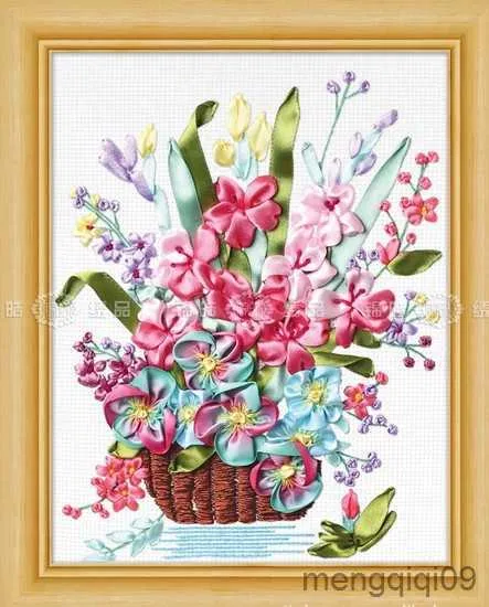 Prodotti in stile cinese Set cesto di fiori Nastro ricamo macchia cintura di seta dipinto artigianato fai da te cucito a mano arte decorazioni per la casa più R230803