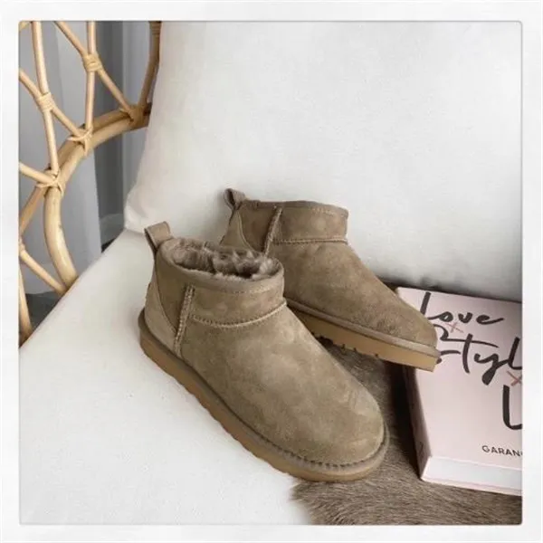 U GG Hot Women Ultra Mini Schnee Weiche bequeme Schaffell warm halten Stiefel mit Kartenstaubbeutel Schöne Geschenke_voghion.com