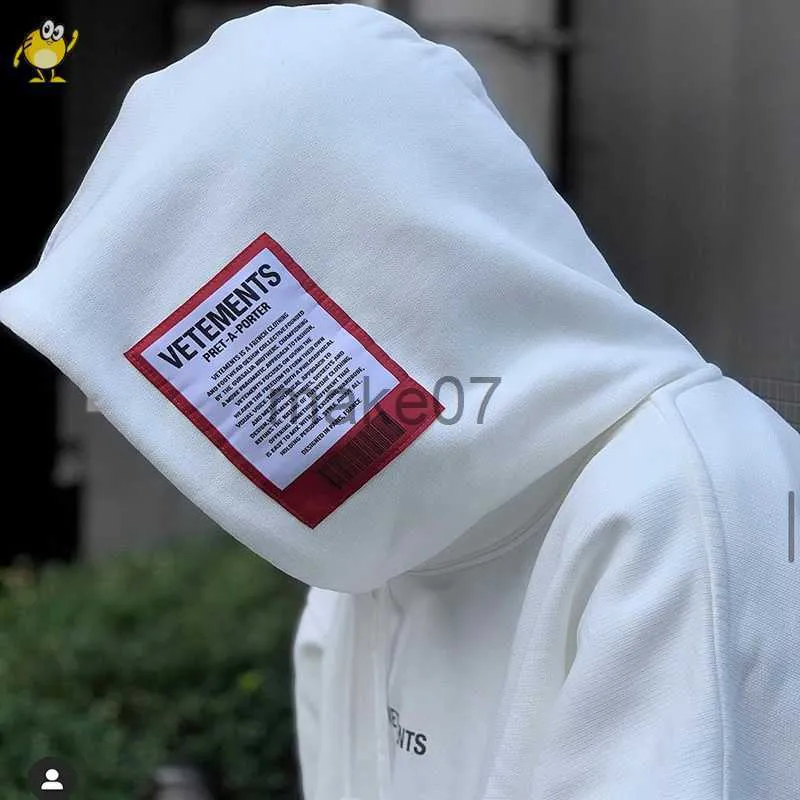 Heren Hoodies Sweatshirts Hoge kwaliteit Vetements Sweatshirts Mannen Vrouw VTM Classic Patch Mode Eenvoudig Katoen Herfst Winter Zwart Grijs Wit Hoodies J230803