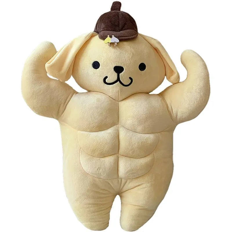 Poupées en peluche 58cm Dessin Animé Mignon Kawaii Sanrioed Pompompurins Drôle Poitrine Muscle Muscle Abdominal Oreiller Poupée En Peluche Jouet Cadeau D'anniversaire 230803