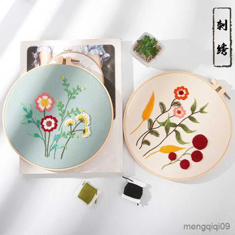 Produits de style chinois bricolage broderie pour débutant motif imprimé fleur point de croix cerceau couture couture art fait à la main artisanat décor à la maison R230803
