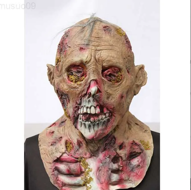 Máscaras de festa Máscara de monstro de terror Bryophyte Bioquímico Mortal Látex Headgear Casa Assombrada Cosplay Traje Terror Props L230803