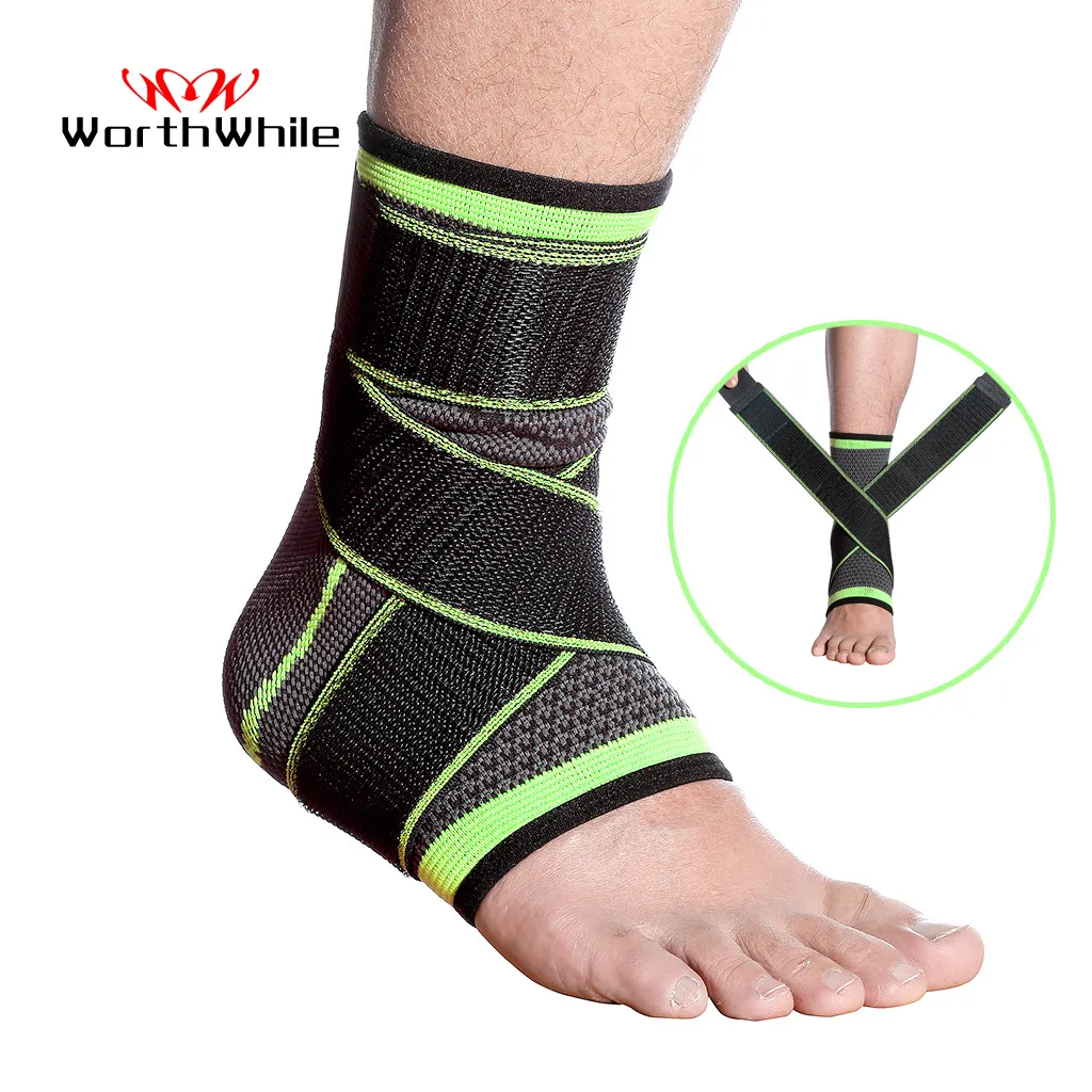 Supporto per caviglia WorthWhile 1 PC Sport Cavigliera Compression Strap Maniche Supporto 3D Weave Bendaggio elastico Piede Protezioni Attrezzatura Palestra Fitness 230803