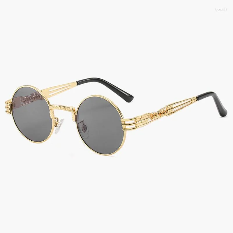 Zonnebril Steampunk Brand Design Mannen Vrouwen Vintage Metal Punk Ronde Zonnebril UV400 Shades