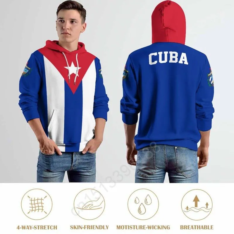 Męskie bluzy z kapturem Kuba country Flag 3d Blue Polyester Cool Men Kobiety HARAJUKU Bluza Unisex Casual Pullover Niestandardowa nazwa