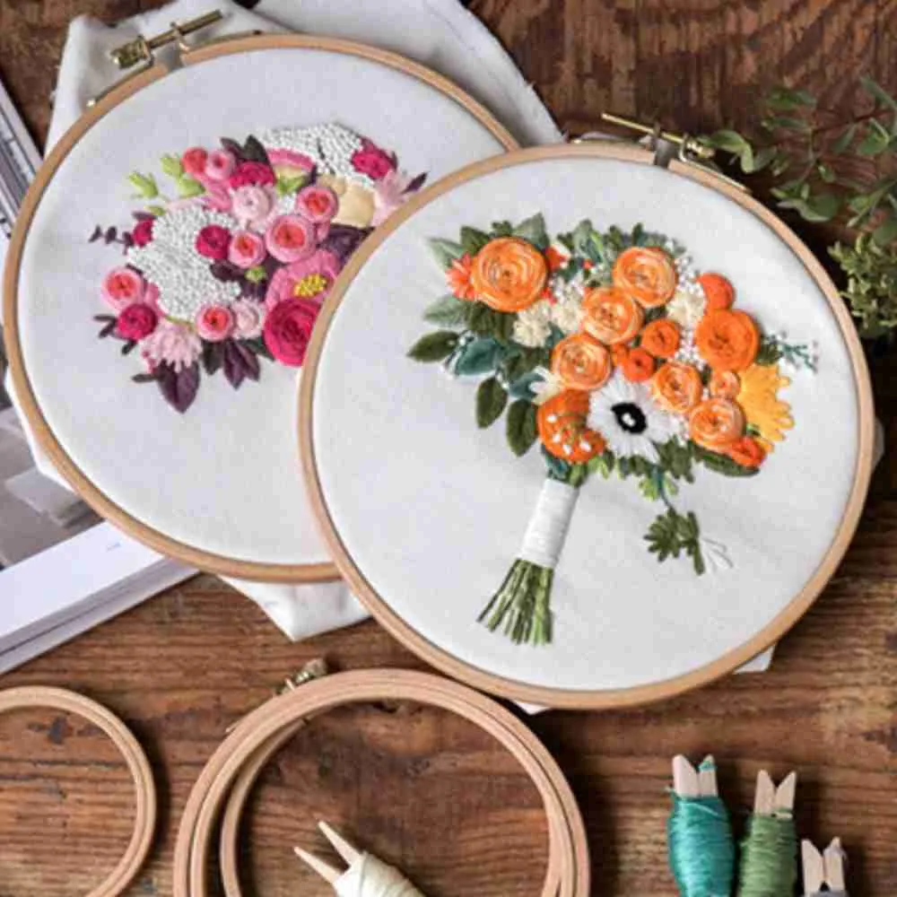 Chinese Style Products Floral Bouquet Embroidery DIY Handcraft Cross Stitch Set Materials Package Without Embroidery Hoop Sewing Supplies