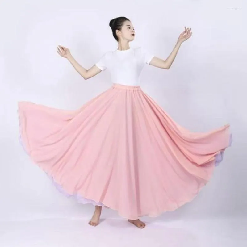 Stage Wear 540 Degree 2 Layer Chiffon Skirt Ballet Dance Women Long Skirts Dancer Practice Classical Modern Dancewear