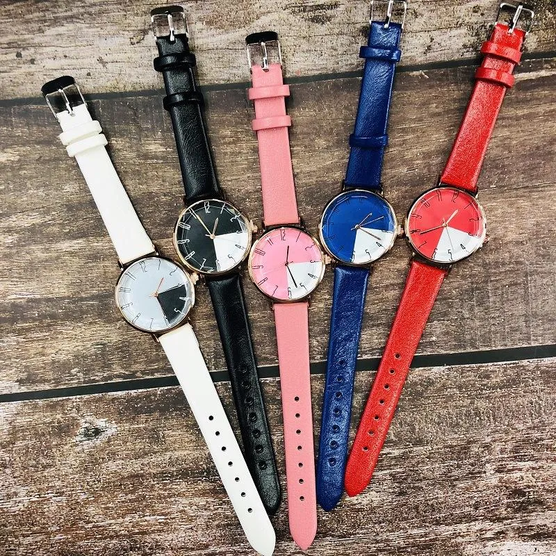 Wristwatches Sdotter UTHAI CE66 Student Ladies Simple Digital Belt Watch Personality Color Matching Quartz