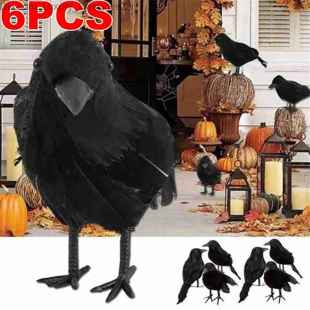 Party dekoration liten simulering falsk fågel verklighet halloween svart kråk modell hem dekoration djur skräck leksak ögon fångst lätt vikt z230803