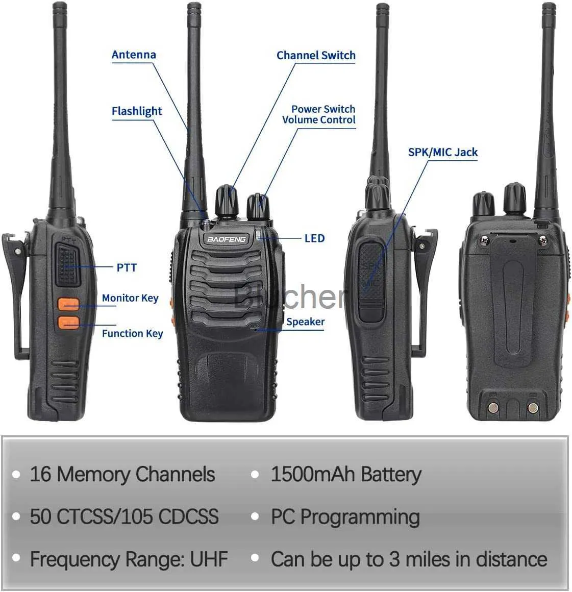 Talkie Walkie: émetteur et récepteur radio Longue Portée