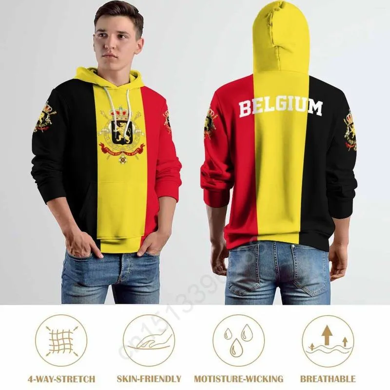 Herren Hoodies Belgien Land Flagge 3D Hoodie Polyester Coole Männer Frauen Harajuku Sweatshirt Unisex Casual Pullover Benutzerdefinierte Name