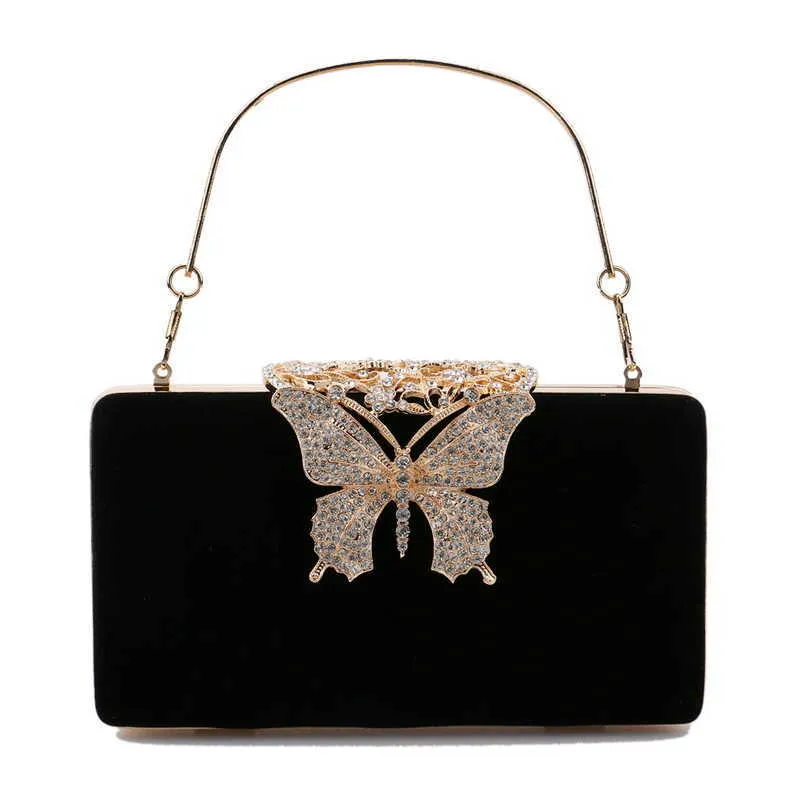 Shoulder Bags Women Evening Butterfly Golden Day Clutch Rhinestones Chain Party Holdr Handbags for Fashion Lady Purse 230426