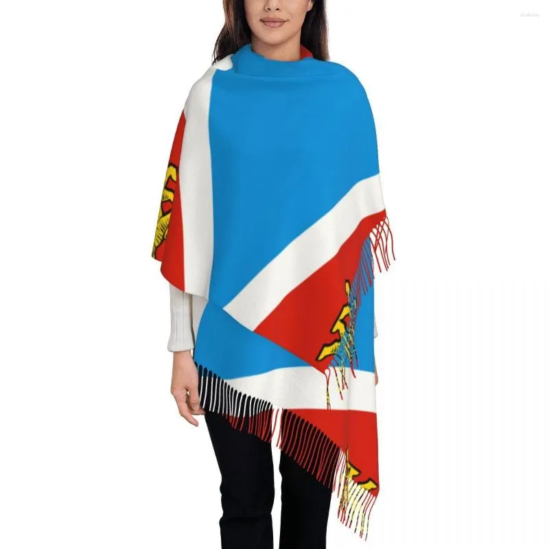 Halsdukar personlig tryckt primorsky krai flagga långhögen fransar män halsduk kvinnors anti chill