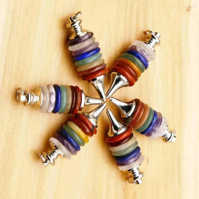 Pendant Necklaces Natural Crystal Round Piece Spirit Colorful Stone Detachable Necklace DIY Fashion Jewelry Accessories Wholesale3Pcs/ Lot