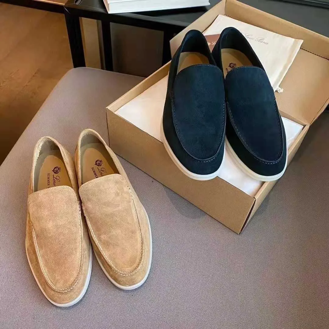 Loro piano topkwaliteit schoen originele Italiaanse loro * piano suede slip op lp slip-on schoen platte bodem casual loafer heren schoenen voelen si hoge kwaliteit