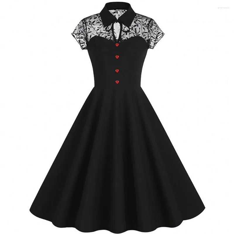 Abiti da festa Estate anni '50 anni '60 Abito gotico 2023 Donna Vintage Abito nero Pin Up Robes Swing Tunica increspato Rockabilly