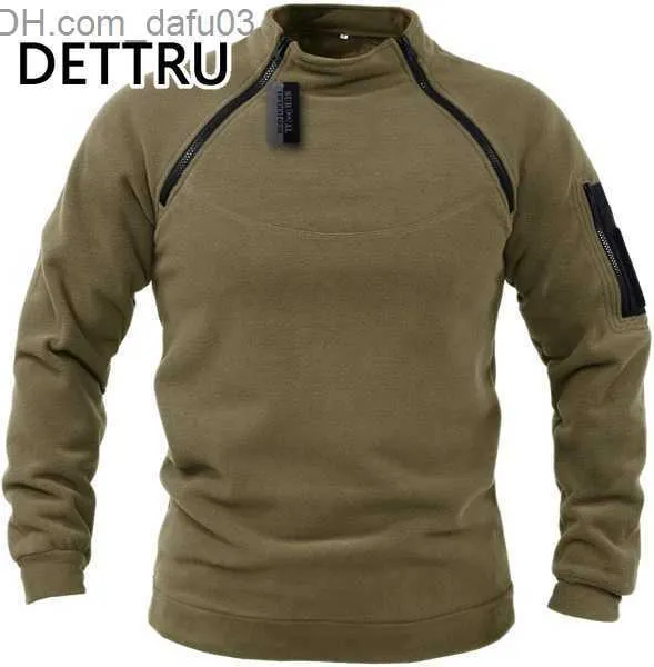 Moletons com capuz masculinos, suéteres militares de inverno, zíperes de lã, moda floral, cor sólida, casaco grosso de pele de carneiro, ajuste solto, masculino Z230803