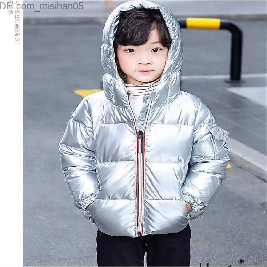 Kids Down Coat Winter Jacket Hooded Warm Casual Outwear for Boys Girls 2024 Cotton Blends Silver Gold
