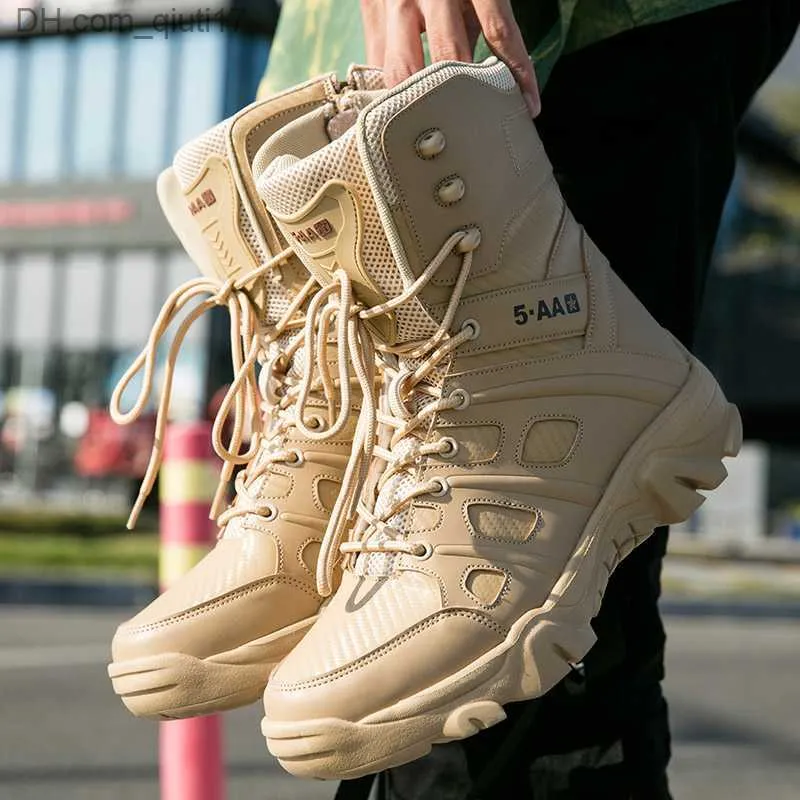 Botas de combate de invierno para hombres Botas tácticas militares Tobillo Zapatos de seguridad en el trabajo Fuerzas especiales Botas militares Zapatos de motocicleta impermeables para hombres Z230803