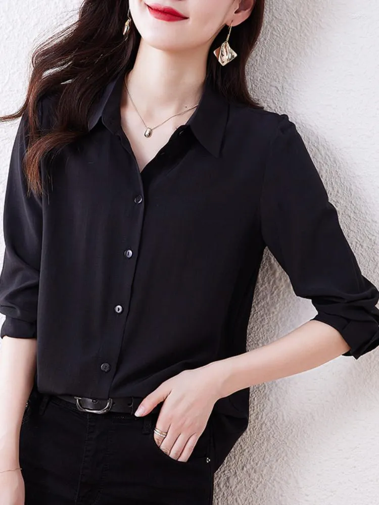 Women's Blouses Fashion Woman 2023 V-neck Autumn Long-sleeved Pretty And Tops Blouse Basic Casual Shirt OL Female Clothing