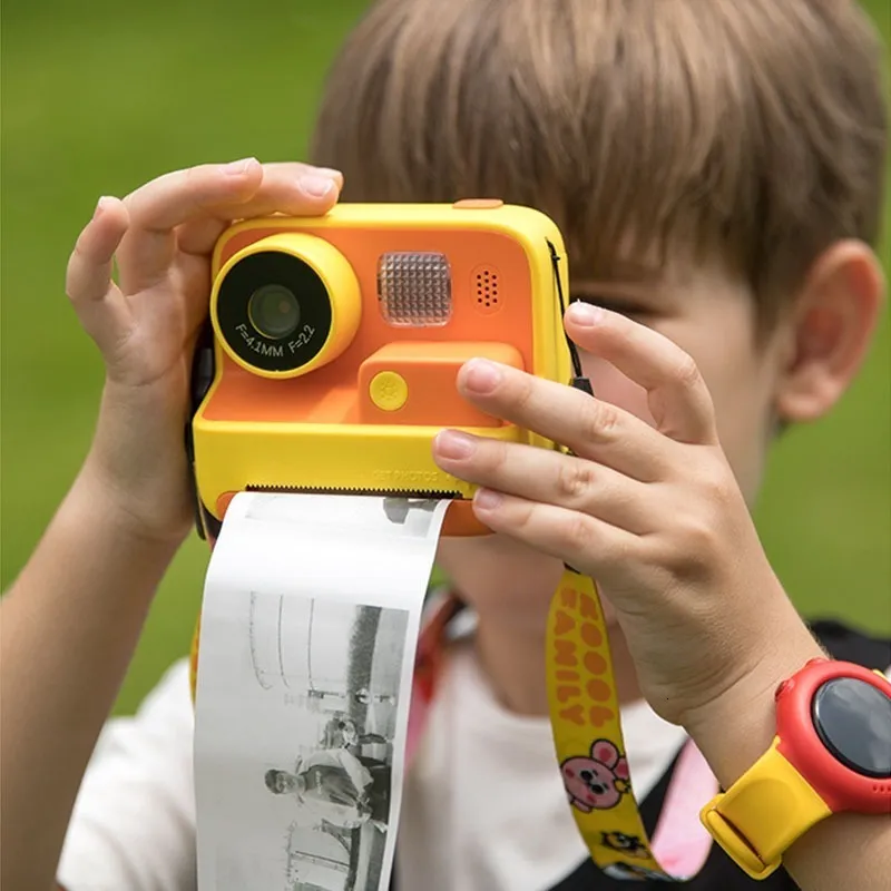 Toy Cameras Children Instant Camera Print Camera 2.0 "1080p Video PO Digitalkamera med termiskt tryck för barn Födelsedagspresent Toys 230802