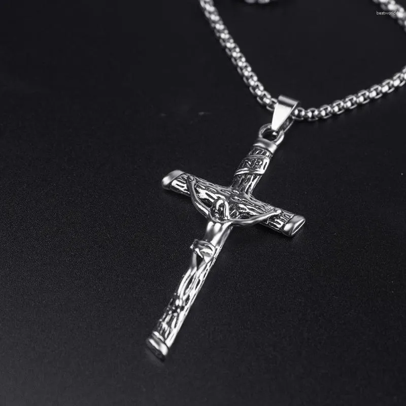 Pendant Necklaces Antiqeu Silver Color Viking Necklace Charms Elephant/Cross/Wolf/Ax Chain For Men Hip Hop Jewelry Homme