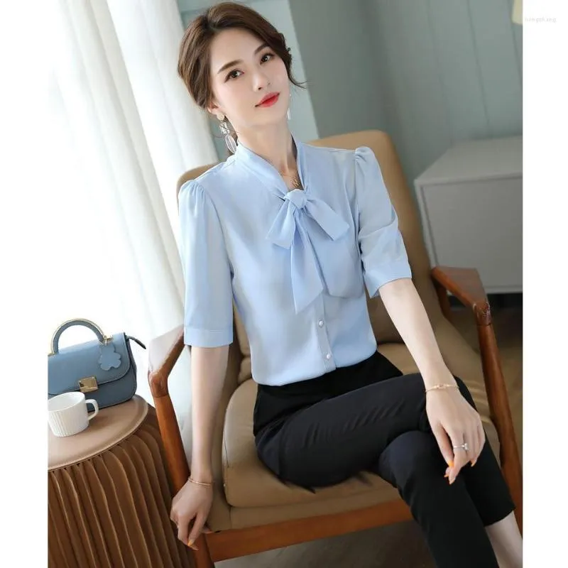 Light Blue Half Sleeve Blouse And Pantsuit Set Out For Women Perfect For  Summer Work And Casual Wear From Hongzhang, $24.29 | DHgate.Com