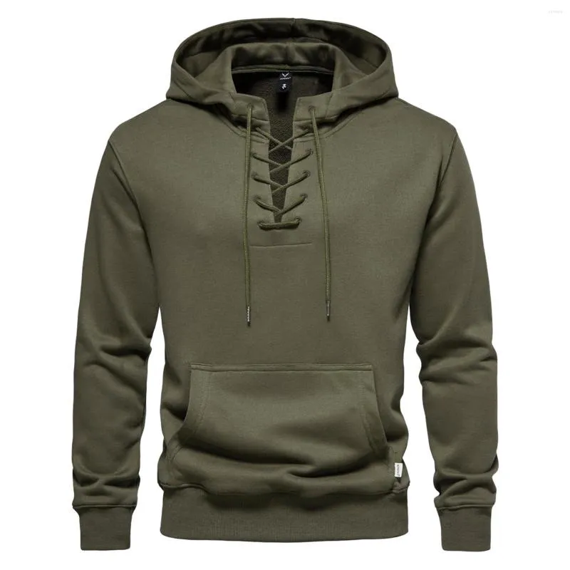 Männer Hoodies Vintage Hoodie Sweatshirts Einfarbig Langarm Henry Kragen Hemd Mit Taschen Männliche Tunika Herbst