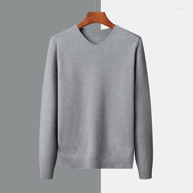 Männer Pullover Männer Kleidung 2023 Casual Pullover V-ausschnitt Einfarbig Fit Knittwear Herbst Herren Pullover Männliche Pullover