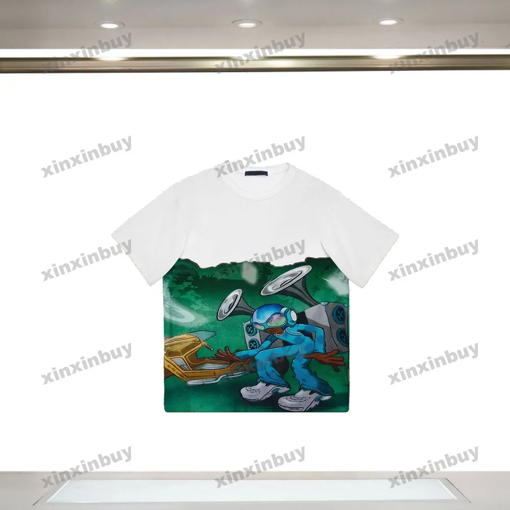 Xinxinbuy Mannen designer Tee t-shirt 23ss Parijs Graffiti mensen Afdrukken korte mouw katoen vrouwen wit blauw groen XS-2XL