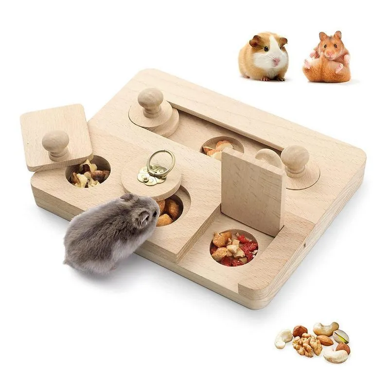 Forniture per piccoli animali Guinea Pig Foraggiamento Giocattoli Criceti Giocattolo educativo in legno Dispenser per dolcetti per divertente interattivo 230802