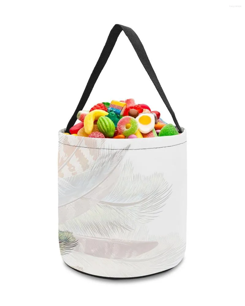 Storage Bags Cute Animal Colorful Feathers Basket Candy Bucket Portable Home Bag Kids Toys Hamper Party Decoration Supplies