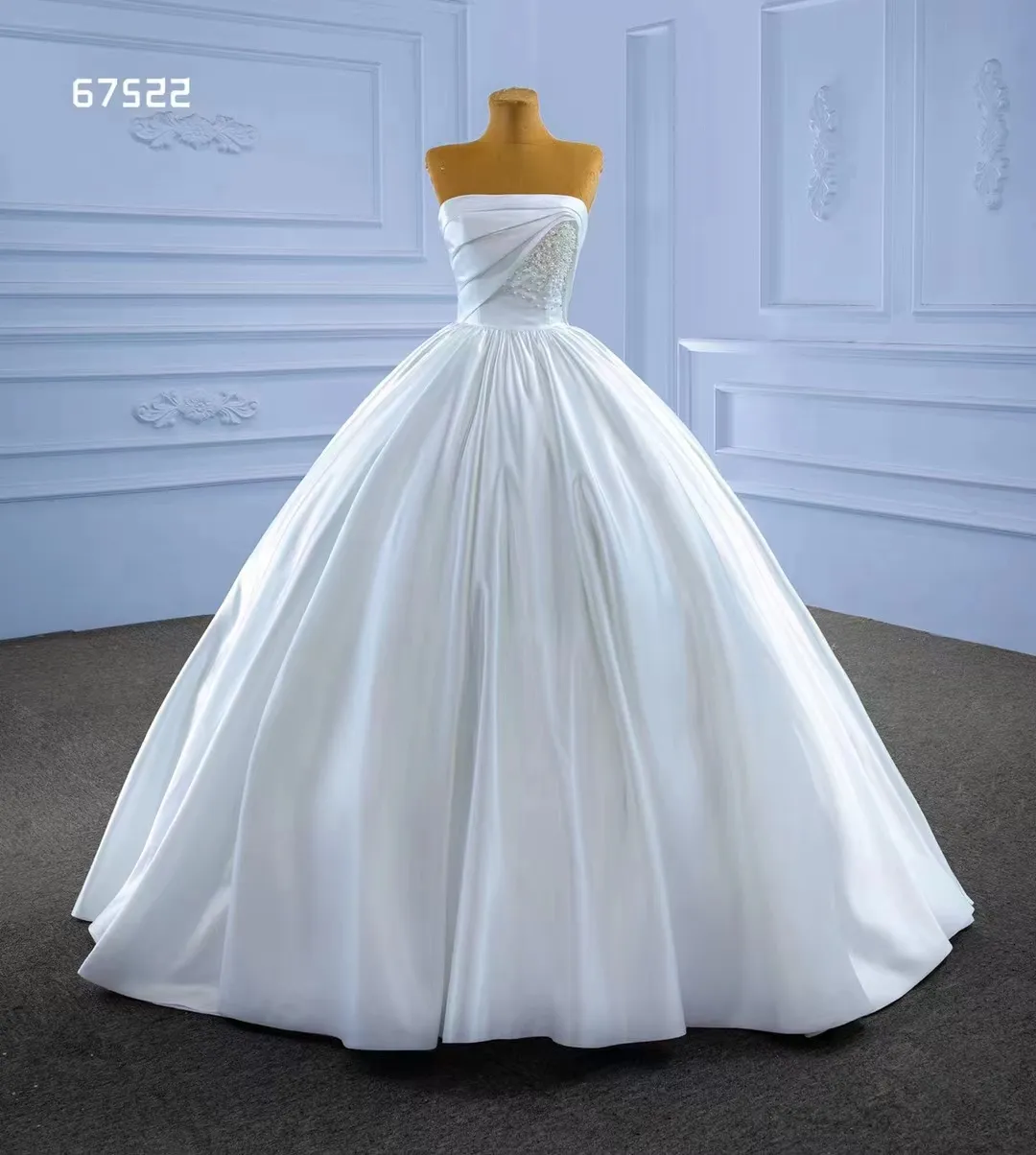 Minimalist Wedding Dress Boat Neck Sleeveless Ball Gown SM67522