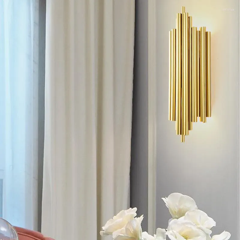 Applique murale en acier inoxydable moderne de luxe nordique doré Led pour escaliers décoration de la maison chambre intérieur El couloir luminaires