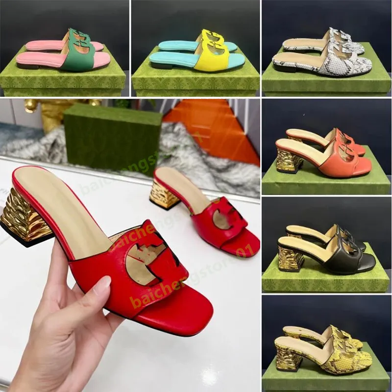 Leer Mid Heel Dames Slippers Ontwerper Mode Dames Flats Enkelgesp Rubberen Zool Muilezels Zomer Strand Sexy Trouwschoenen Sandalen 34-42 met doos b4